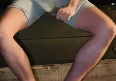 Amateur Twink in Adilette Sandals Wets Himself in the Garden and Takes His Cock Out