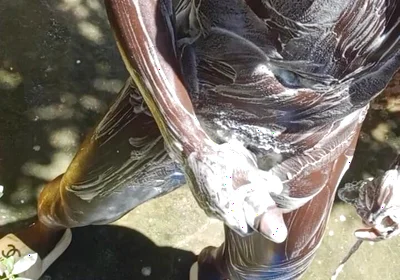 Mature Hard Black Dick Gets Real Shower