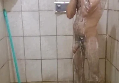 Me Taking a Shower with a Hard-on and Jerking off Until I Cum