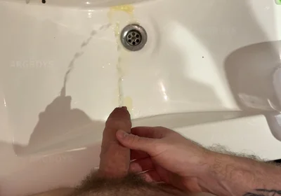 Accidental Golden Shower on My Hand While Pissing in Sink & Cumshots