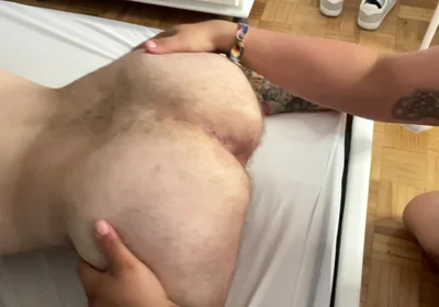 Threesome of Fat Men Fucking Bareback Until They Are Covered in Cum (part 1)