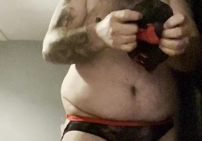 Anal Crossdressers Cuffed Cock and Ball with Pierced Nipples