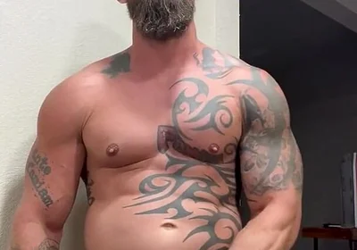 Tattooed Viking Flexes While Stroking for You