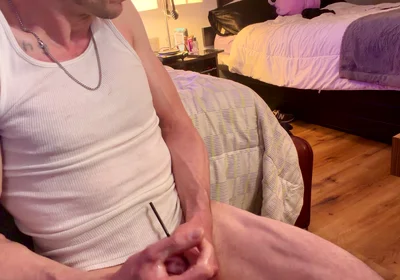 Watch as I Jerk off with Beater on Bust Big Close up of It