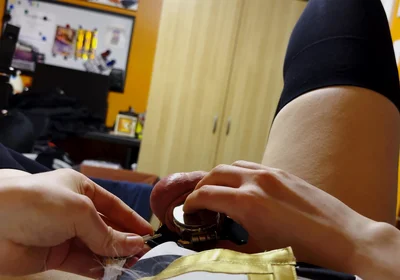 Femboy in Flat Chastity Uses Vibrator to Cum