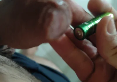 Inserting Electric Batteries Inside the Wet Dick