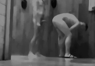 Amateur Guys Caught Having Fun in the Gym's Public Shower