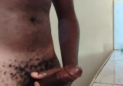 Solo Boyfriend Jerking His Hard Dick Early in the Morning and Released Load of Cum on the Kitchen Worktop