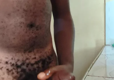 Solo Boyfriend Jerking His Hard Dick Early in the Morning and Released Load of Cum on the Kitchen Worktop