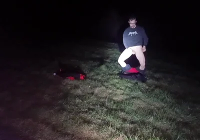 I Strip and Jerk off Outside at Night