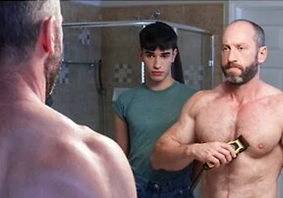 Shy Stepson Rob Quin Helps Shaving His Hunk Stepdad Muscled Madisons Balls