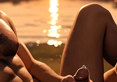 This Explicit Mutual Masturbation Scene with a Hairy Chest Nude Man at Sunset Will Shock You
