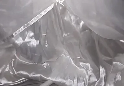 Cum Flows on Satin Wedding Dress