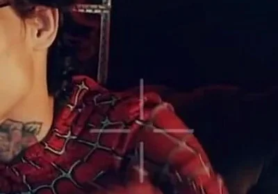 Spider Man Costume. Bottom Boy a Pose. Ass Hole