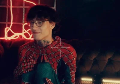 Spider Man Costume. Bottom Boy a Pose. Ass Hole