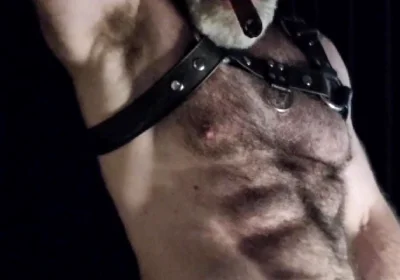 Hairy Muscle Leather Stepdaddy Showing off