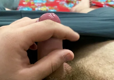 Big Hairy Guy Jerking off His Cock Before Going to Bed