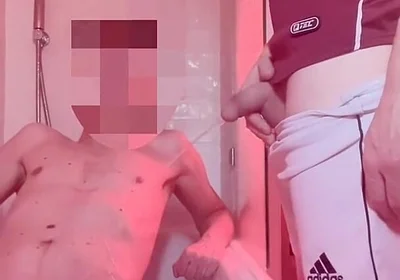 Twink Gets Hard When Pissed on by His Football Friend
