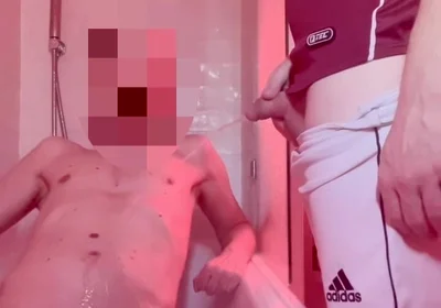 Twink Gets Hard When Pissed on by His Football Friend