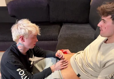 Blonde Twink Dude Sucks Cum Out Of His Mate Whilst He Video Games Fornite