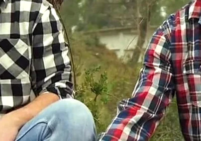 Two Friends Jerkoff in the Forest