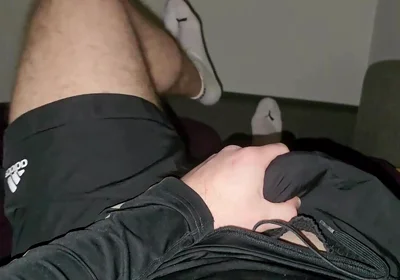 Sock Belly Jerk off! Hot Stepdaddy Shoots & Loads White Socks - Follow on X Phantomgentx
