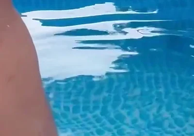 Outdoor Poolside Attraction, Got Horny After Taking a Dip, Big Cock Cums All Over