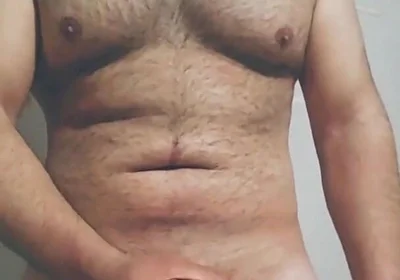 Hairy Big Man Playing with His Dick