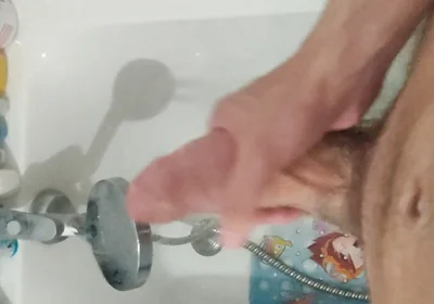 Jerking off a Big, Thick Cock in the Shower