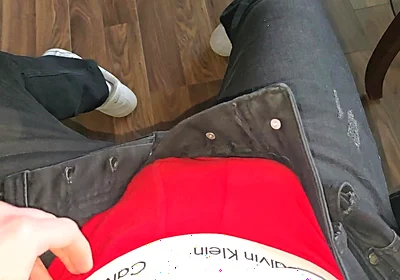 Red Calvin Klein Bulge Gets Slowly Stroked While Colleagues Are Two Meters Away