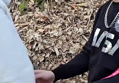 Outdoor Sex in the Woods with My Gay Slut - He Sucked Me Before Taking My Dick Bareback