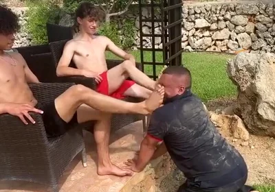 Young german masters feet licking