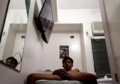 Filipino Twink Jerks His Throbbing Cock in Hotel 2