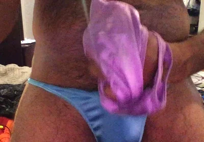 Satin Panties Wrapped Around My Throbbing Uncut Cock