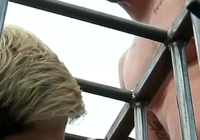 Two Guards and a Twink in a Cage