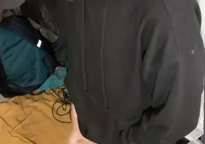 I Masturbate in Sweatpants, a Black Sweatshirt and Nike Sneakers