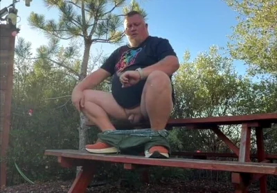 Chubby Guy Almost Caught Playing with His Soft Cock