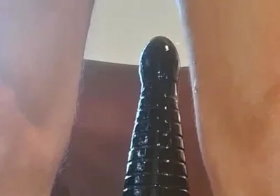 Extreme Solo Toy Session Close up Big Dildo