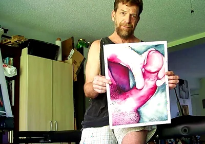 Hairyartist in Ripped Shorts During Art Studio Tour