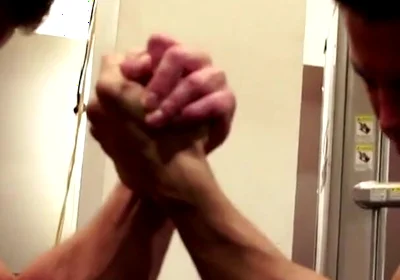 Amateur Fitness Guys Arm Wrestle in the Gym