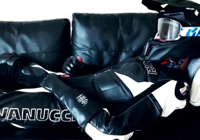 Rubber gloves biker jerking