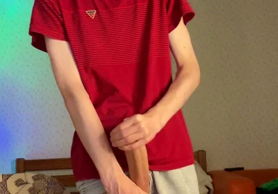 Skinny 55kg Guy Playing with His 23cm Heavy Meat