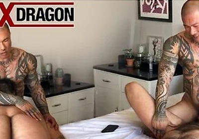 Inked Asian Damian Dragon Satisfied In Trip Richards Asshole