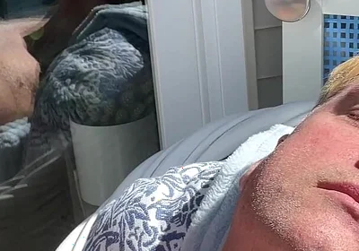 Hunk Stepdaddy Bear Naked Sunbathing in the Veranda 1