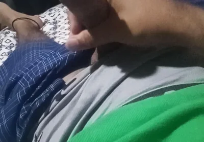 Lying Man Masturbates While His Stepmom Is Playing in the Other Room