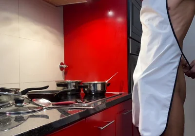 Jacking off and Cumming in the Kitchen