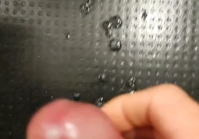 Moaning as I Squirt My White, and Thick Cum All Over the Floor with My Thick, Shaved, Cock