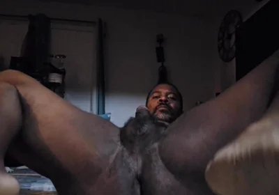 Presenting My Ass and Stroking My Big Black Cock