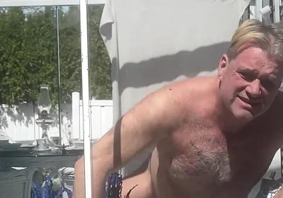 Hunk Stepdaddy Bear Naked Sunbathing in the Veranda 4