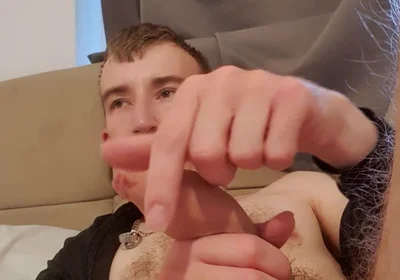 Skinny Lad Trys to Fuck Himself with Huge Cock